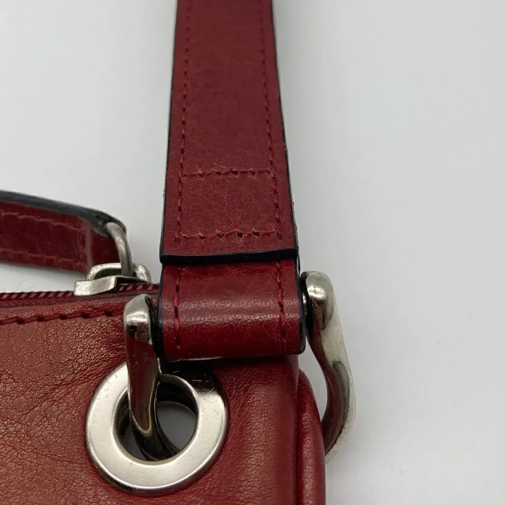 Pelle Studio Wilsons Italian Leather Unisex Wristlet Cherry Color